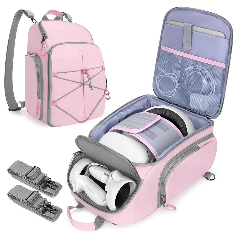 PGmoon Carrying Case Compatible with Oculus Meta Quest 2/Quest 3/Quest 3S/VR Elite Strap, Travel Storage Bag Backpack with Separate Room for Touch Controllers and Multi-Pockets (Patent Design) - Image 1